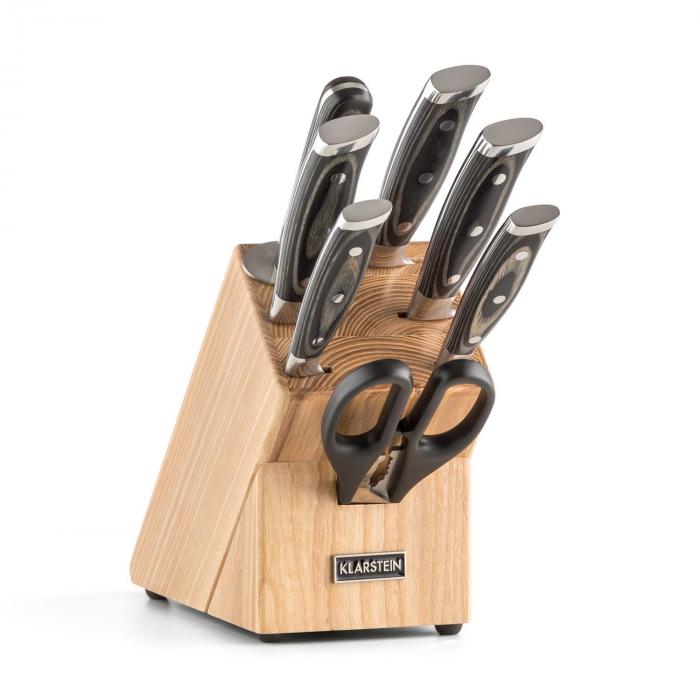 Katana 8 Knife Set 8Piece Scissors Sharpening Steel Knife Block Klarstein